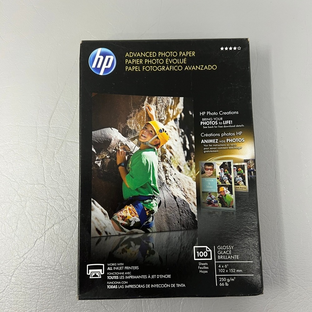 HP Advanced Photo Paper 4 x 6 Glossy Works‎ with all Inkjet Printers 100 Sheets